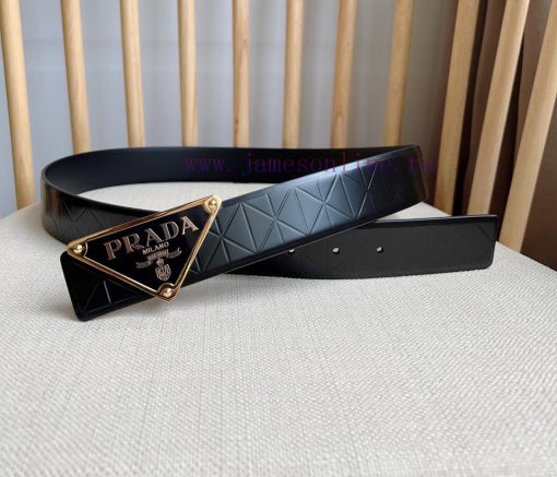 PRADA's belt is made of exquisite glossy embossed leather, presenting a simple and elegant s 760aof76 - Image 13