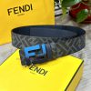 FENDI style, width 4.0CM, double ring front and back waist belt with FF nail buckle, dark bl luqobf3p
