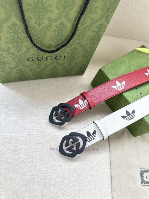 As one of the adidas x Gucci collaboration series, the 4.0cm GUCCI leather belt is adorned w gk7l7zt8 - Image 15