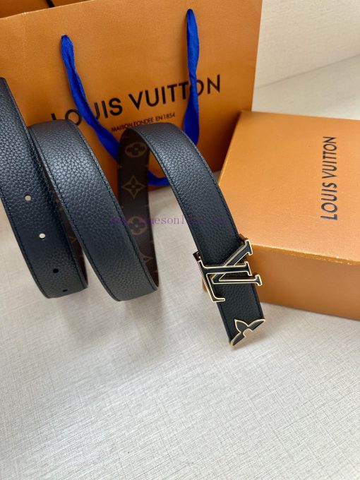The 3.0-wide Pretty LV double-sided belt features a dazzling metal carved LV Initiales buckl jij62syq - Image 13