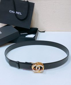 Chanel 24c rhinestone pearl logo buckle brass metal imported sheepskin plain weave with logo fokaly83