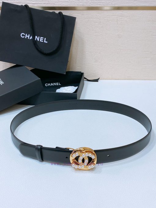 Chanel 24c rhinestone pearl logo buckle brass metal imported sheepskin plain weave with logo fokaly83