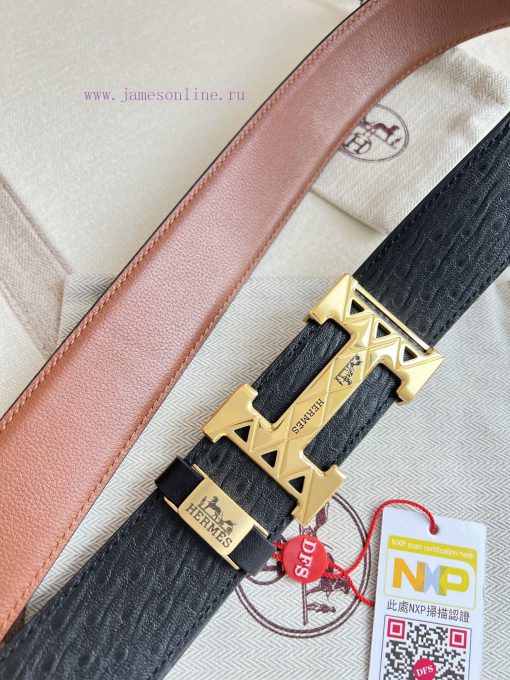 Hermes Hermes waist beltHanging buckle, classic pure steel material buckle head, double-side 6y5mybef - Image 5