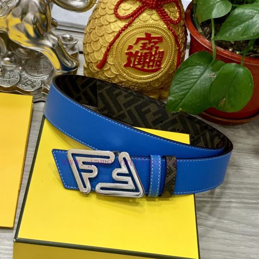 FENDI style with width of 4.0CM, double ring front and back waist belt, FF nail buckle, dual 16k7hb4o - Image 2