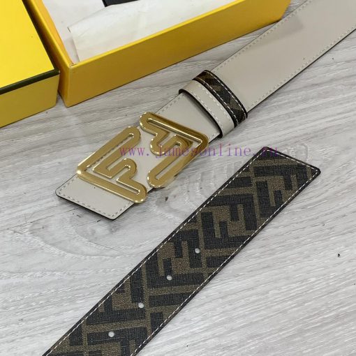 FENDI style with width of 4.0CM, double ring front and back waist belt, FF nail buckle, dual l8am0p1e - Image 4