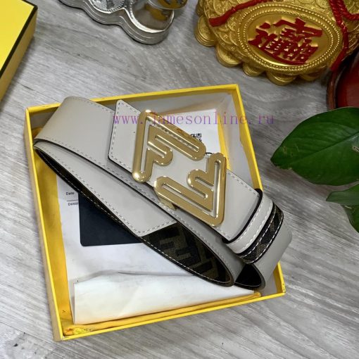 FENDI style with width of 4.0CM, double ring front and back waist belt, FF nail buckle, dual l8am0p1e - Image 5