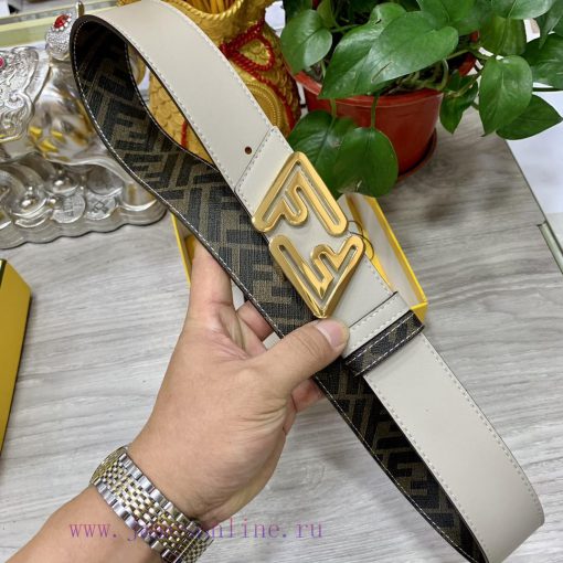 FENDI style with width of 4.0CM, double ring front and back waist belt, FF nail buckle, dual l8am0p1e - Image 8