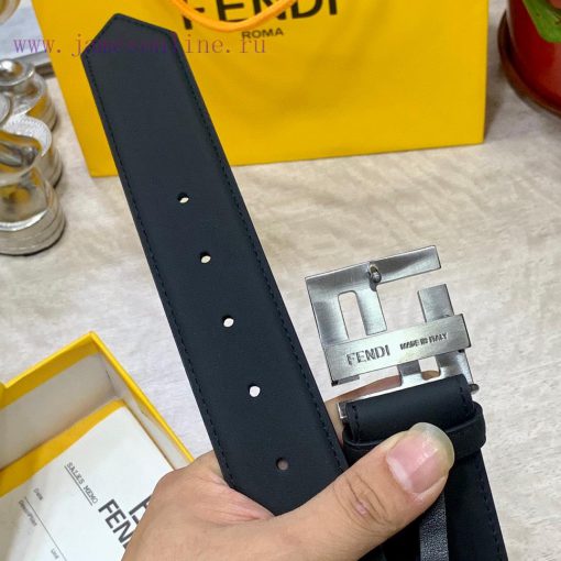 FENDL 40MM wide double-sided original calf leather with a single ruthenium palladium plated 3bershvm - Image 9