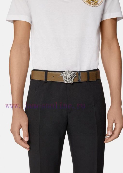 This Versace double-sided belt is made of high-quality Safiano leather and adorned with Bond n5s2qowx - Image 3