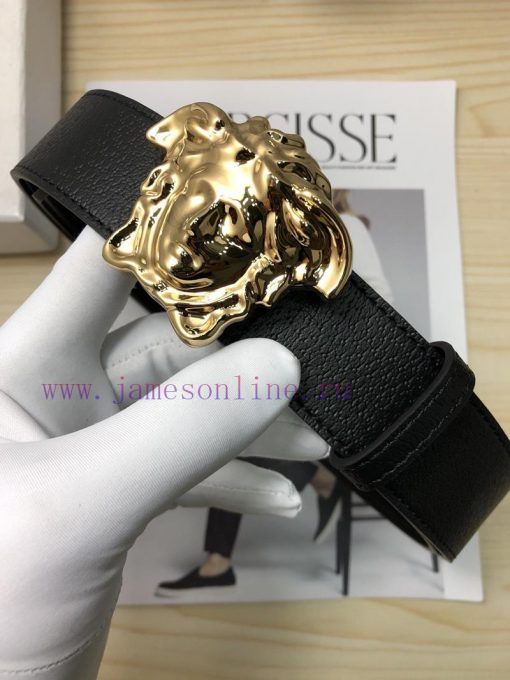 The Versace top calf leather belt is made by hot pressing to achieve a wild boar skin effect zcnkkrro - Image 2
