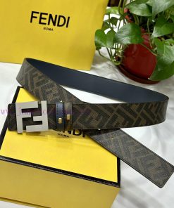 FENDI style with width of 4.0CM, double ring front and back waist belt, FF nail buckle, blue qgactsw5