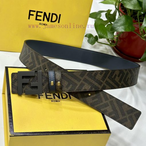 FENDI style with width of 4.0CM, double ring front and back waist belt, FF nail buckle, blue 4dtb56fv