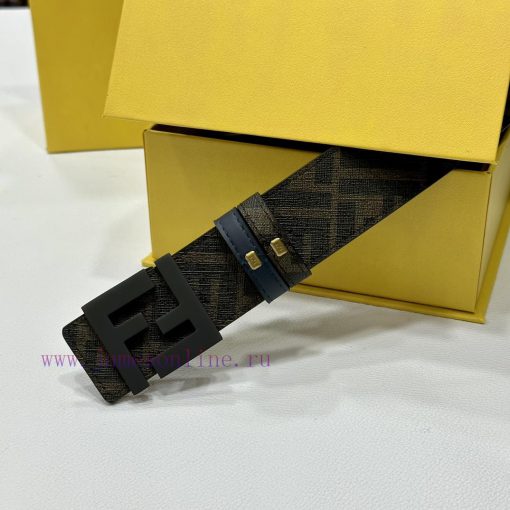 FENDI style with width of 4.0CM, double ring front and back waist belt, FF nail buckle, blue 4dtb56fv - Image 5
