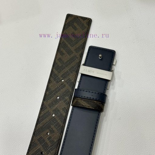 FENDI style with width of 4.0CM, double ring front and back waist belt, FF nail buckle, blue qgactsw5 - Image 9