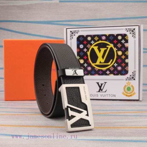 Belt and belt LV Louis Vuitton leather beltMen's belt material: 100% head layer cowhide belt r788o194 - Image 8