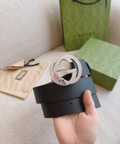 Comes with a complete gift boxGUCCI black plain calf leather belt, adorned with interlocking 1osmov4y