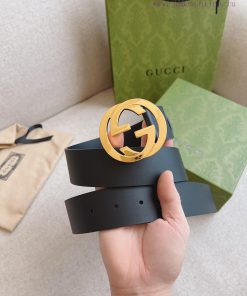 Comes with a complete gift boxGUCCI black plain calf leather belt, adorned with interlocking l5e0kida