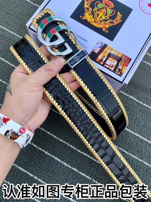 Belt Gucci Gucci woven crocodileBelt recognition, complimentary punchThe material is made of iv93fr2l - Image 2