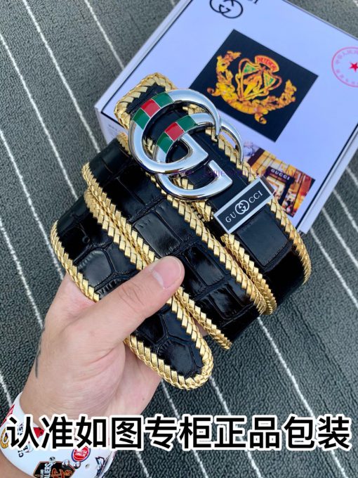 Belt Gucci Gucci woven crocodileBelt recognition, complimentary punchThe material is made of iv93fr2l - Image 5