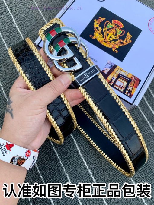 Belt Gucci Gucci woven crocodileBelt recognition, complimentary punchThe material is made of iv93fr2l - Image 6