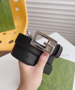 GUCCI black and brown double-sided calf leather belt accessories continue to lead the trend 9adrrsgm