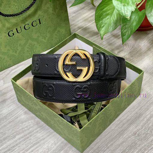 Comes with a complete gift boxGucci full set of 3.8cm imported calf leather embossed, authen 49q581ph - Image 5