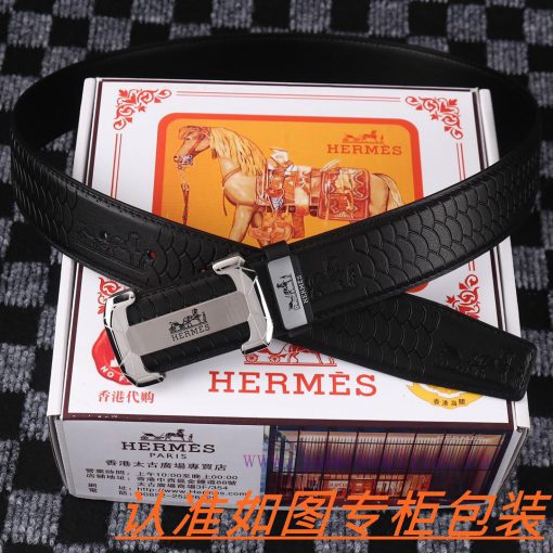 Men's belt HermesMen's leather belt is made of 100% head layer cowhide, ensuring that the 24 ev607mj5 - Image 3