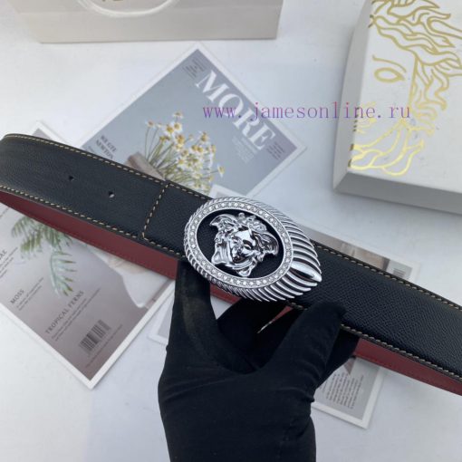 Comes with a complete gift boxVersace Men's Floral Leather Belt 38mm Double sided Imported F y16m6yrm