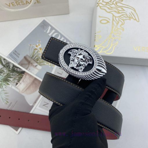 Comes with a complete gift boxVersace Men's Floral Leather Belt 38mm Double sided Imported F y16m6yrm - Image 4