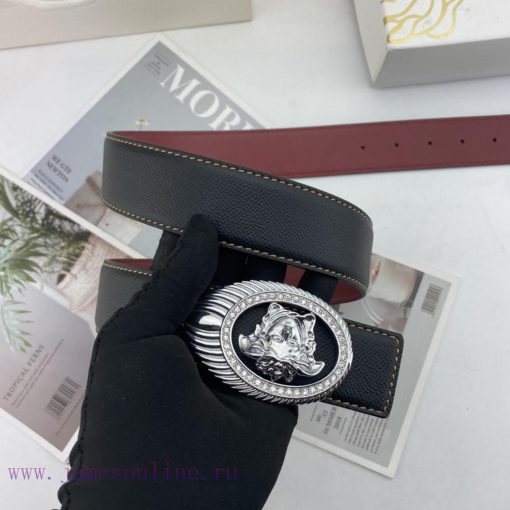 Comes with a complete gift boxVersace Men's Floral Leather Belt 38mm Double sided Imported F y16m6yrm - Image 5