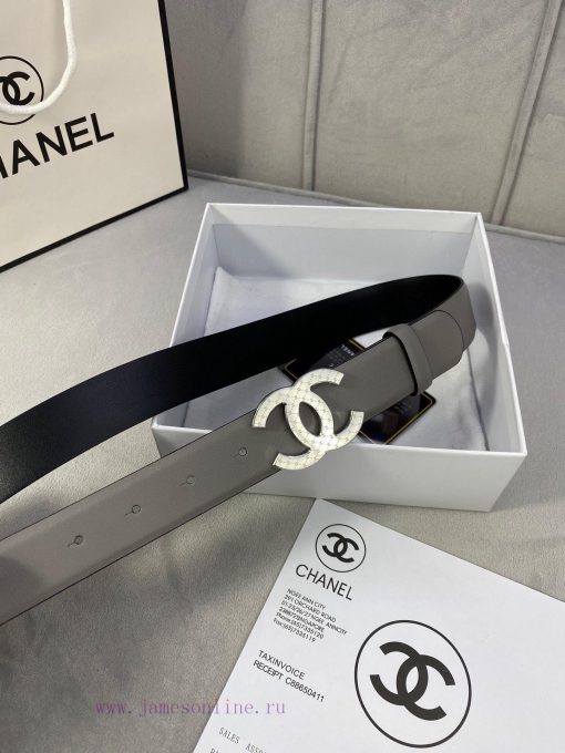 3.0cm width Chanel women's belt, new soft imported calf leather, supports NFC official websi r6qfgfg3 - Image 3
