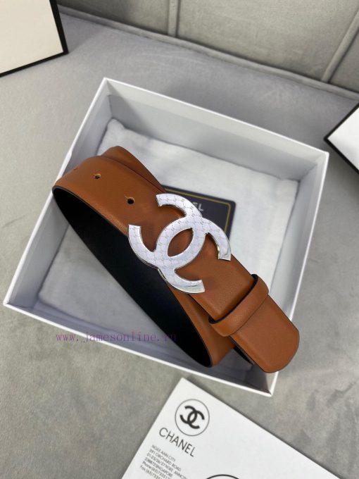 3.0cm width Chanel women's belt, new soft imported calf leather, supports NFC official websi 3t21lvz1 - Image 4