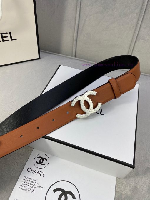 3.0cm width Chanel women's belt, new soft imported calf leather, supports NFC official websi 3t21lvz1 - Image 5
