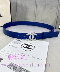 3.0cm width Chanel women's belt, new soft imported calf leather, gold silver patterned metal vgnv0i5l