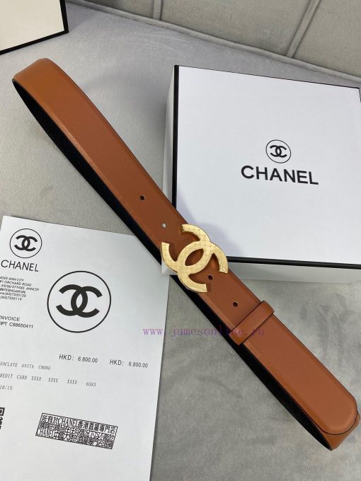 3.0cm width Chanel women's belt, new soft imported calf leather, supports NFC official websi 3t21lvz1 - Image 7
