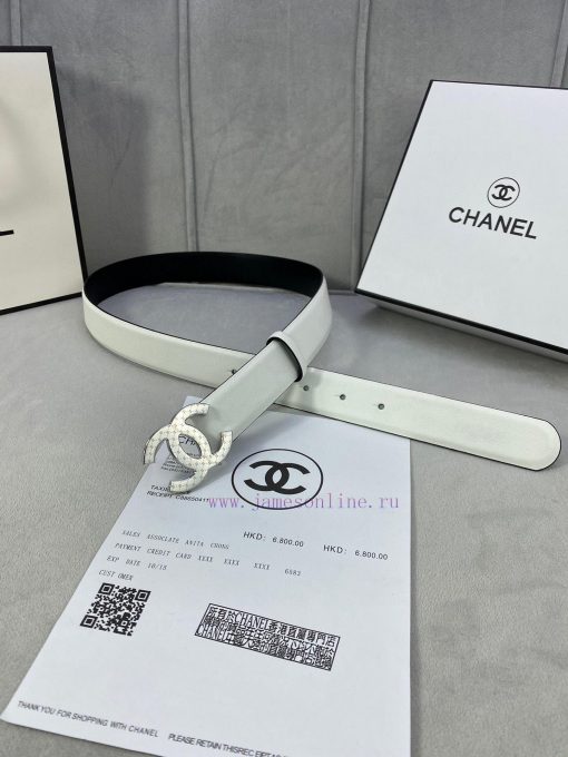 3.0cm width Chanel women's belt, new soft imported calf leather, supports NFC official websi cda7fjnq - Image 8