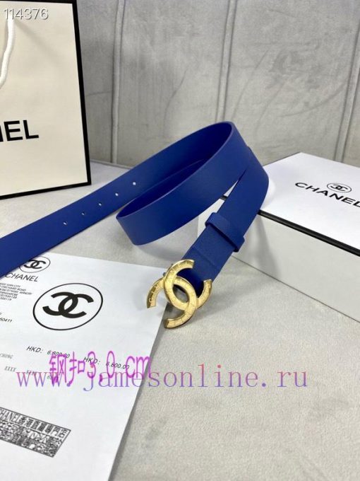 3.0cm width Chanel women's belt, new soft imported calf leather, gold silver patterned metal vgnv0i5l - Image 8