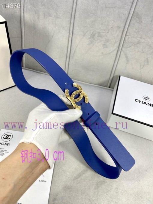 3.0cm width Chanel women's belt, new soft imported calf leather, gold silver patterned metal vgnv0i5l - Image 10