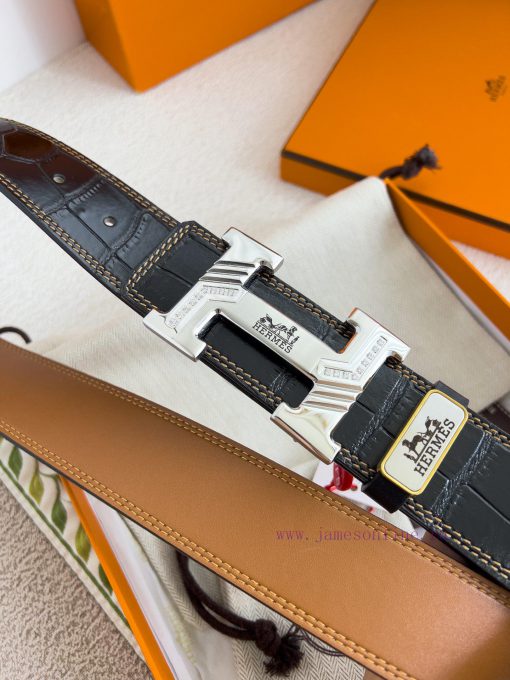Hermes Hermes waist beltHanging buckle, classic pure steel material buckle head, double-side ci3n4hu6 - Image 6