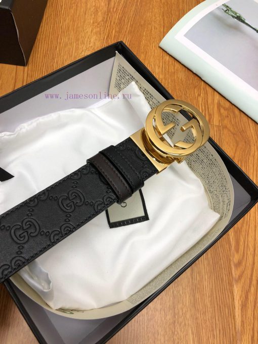 Gucci, double-sided belt, with Gucci Signature leather on one side and monochrome leather on y9l0autm - Image 8