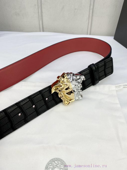 Width 4.0cm Versace is made of carefully selected imported cowhide. This deer leather belt i oo156lwu - Image 3
