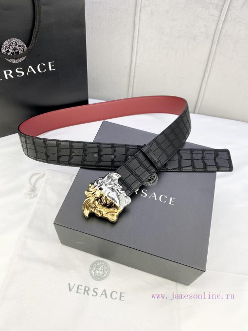 Width 4.0cm Versace is made of carefully selected imported cowhide. This deer leather belt i oo156lwu - Image 4