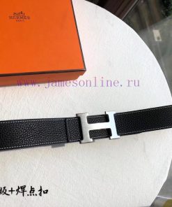 Hermes HermesMen's double-sided original leather waist belt 38mm, paired with stainless stee vlygn1ub