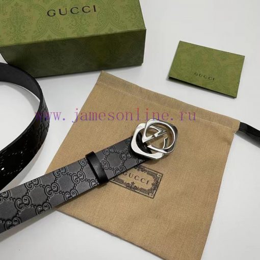 Gucci original double-sided cowhide with pure copper electroplating, 4.0cm. Scan the belt ta a39zjz7f - Image 5
