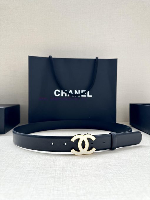 Width 3.0cm Chanel imported soft calf leather with clear grain, accessories gold silver/meta inz9325r - Image 6