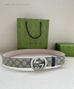 Double sided waist belt, with GG Supreme canvas on one side and tree cream cowhide on the ot evca63ld