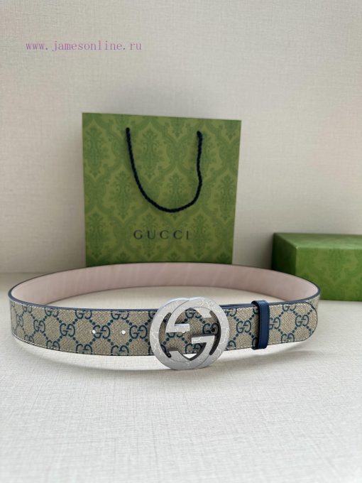 Double sided waist belt, with GG Supreme canvas on one side and tree cream cowhide on the ot evca63ld