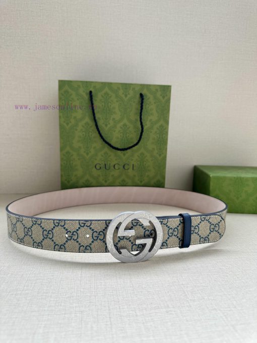 Double sided waist belt, with GG Supreme canvas on one side and tree cream cowhide on the ot evca63ld - Image 2