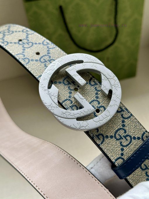 Double sided waist belt, with GG Supreme canvas on one side and tree cream cowhide on the ot evca63ld - Image 4