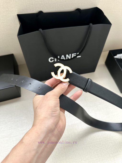 Width 3.0cm Chanel imported soft calf leather with clear grain, accessories gold silver/meta inz9325r - Image 10